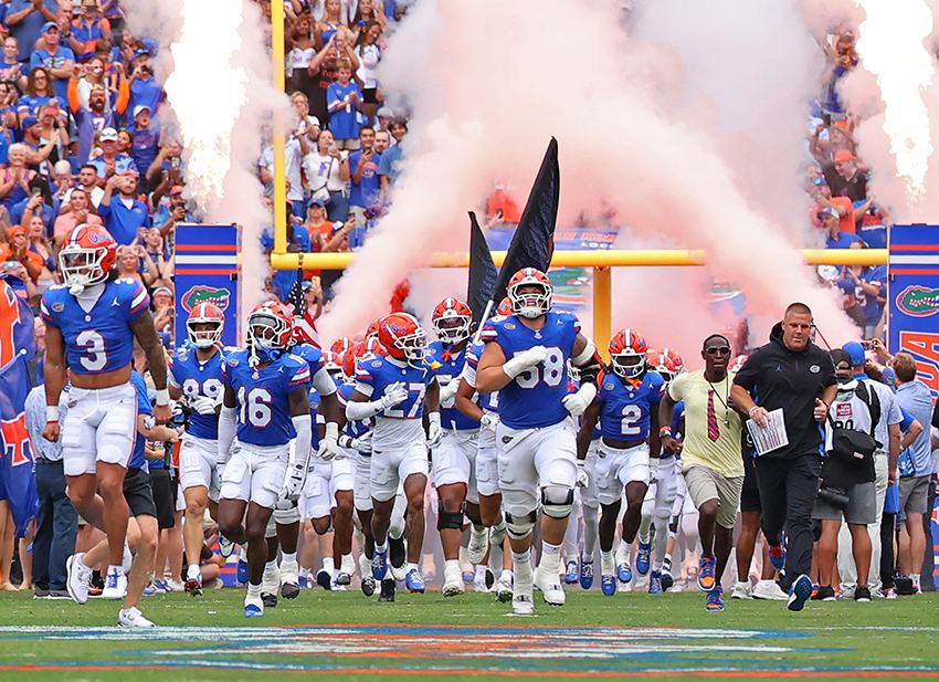 Florida Gators football team taking the field